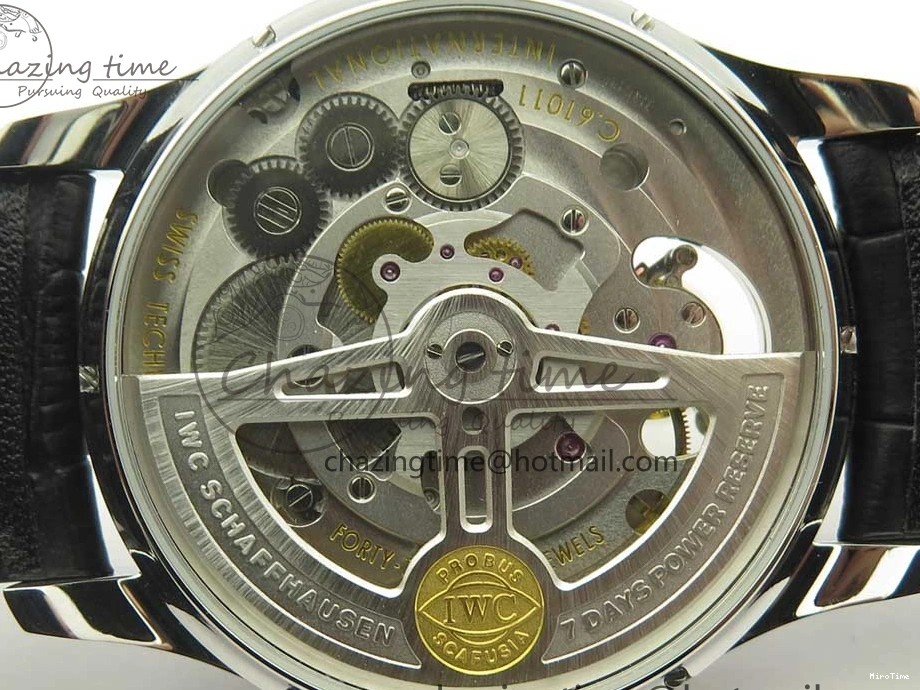 MIROTIME 0227 Sporty Portuguese Tourbillon IW504602 SS ZF Best Edition Blue Dial on Black Leather Strap 7175